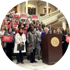 A large group of gun safety supporters rally at the capitol