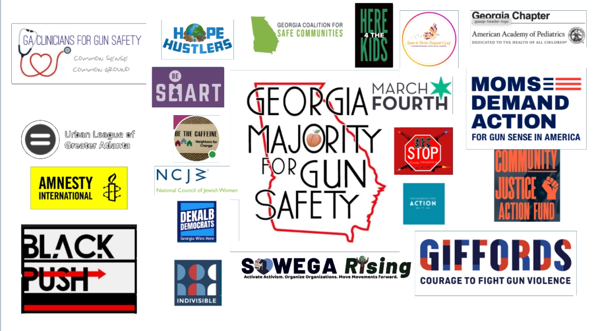 Logos of the organizations that are members of the Georgia Majority for Gun Safety